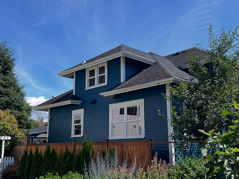 Detail view — Columbia neighborhood repaint with tight, crisp trim work.