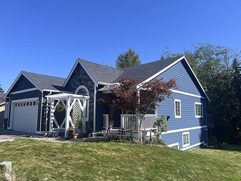 Repainted Hardie siding, Bellingham home exterior with fresh trim and body color
